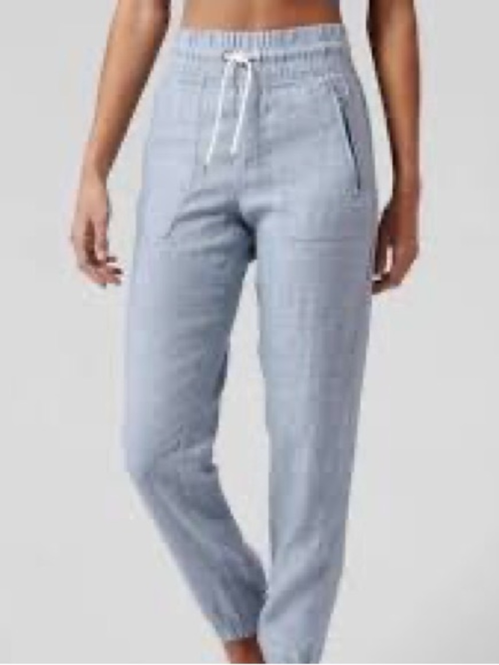 Athleta retreat, linen Light Blue Women's Joggers  - Casual Drawstring Waist